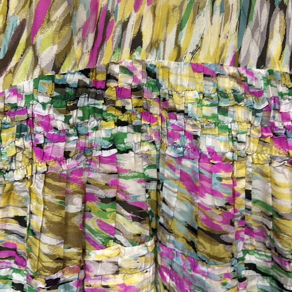 LEIFSDOTTIR sleeveless silk dress, flowery ruffles, Lined, watercolor look, 2 - Picture 5 of 13